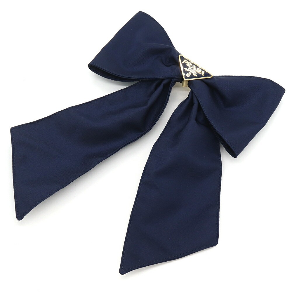 Prada Barrette 1IF163 Navy Nylon TESSUTO Used Hair Accessory Hair Clip Hair Tie