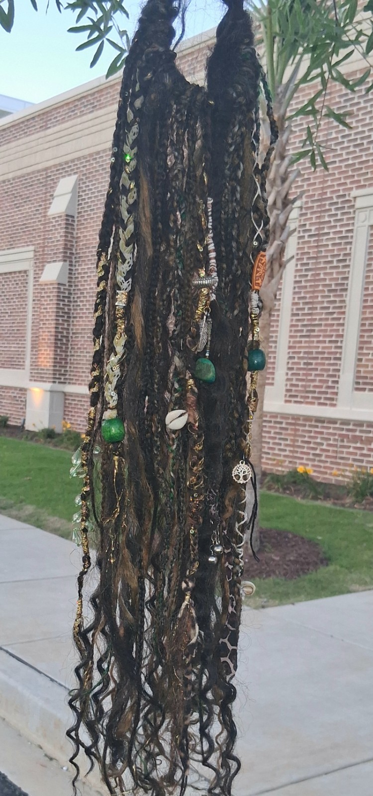 full 45 Handmade Dreadlocks Extensions Soft Curly Ends Dreads Braids with beads