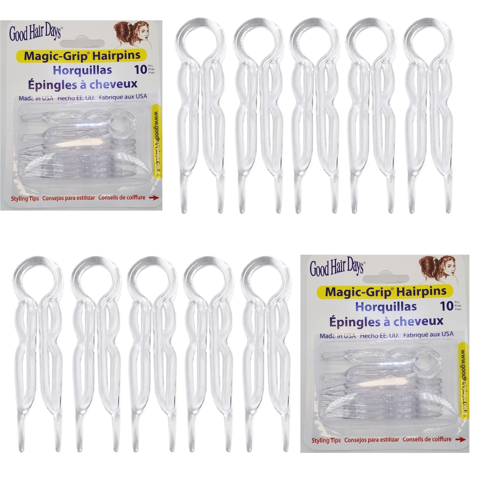 10 Count Magic Grip Plastic Hair Pins for Secure All Day Hold Updo Styles