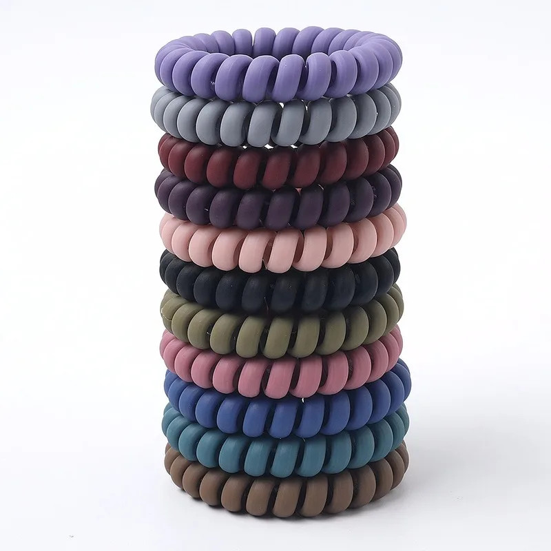3Pcs/lot Telephone Wire Elastic Hair Bands Women Matte Frosted Colorful Girls Te