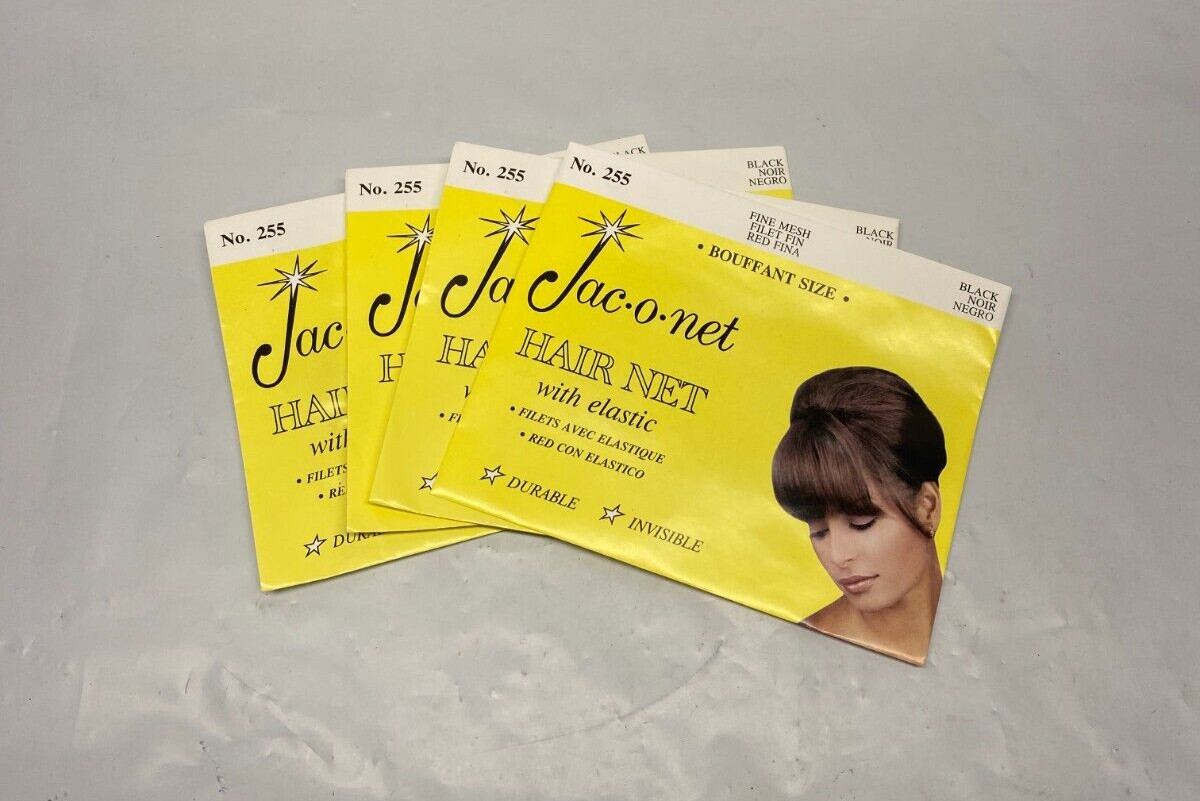 *LOT OF 4* Jac-O-Net Nylon Bouffant Hair Net No.255 Black