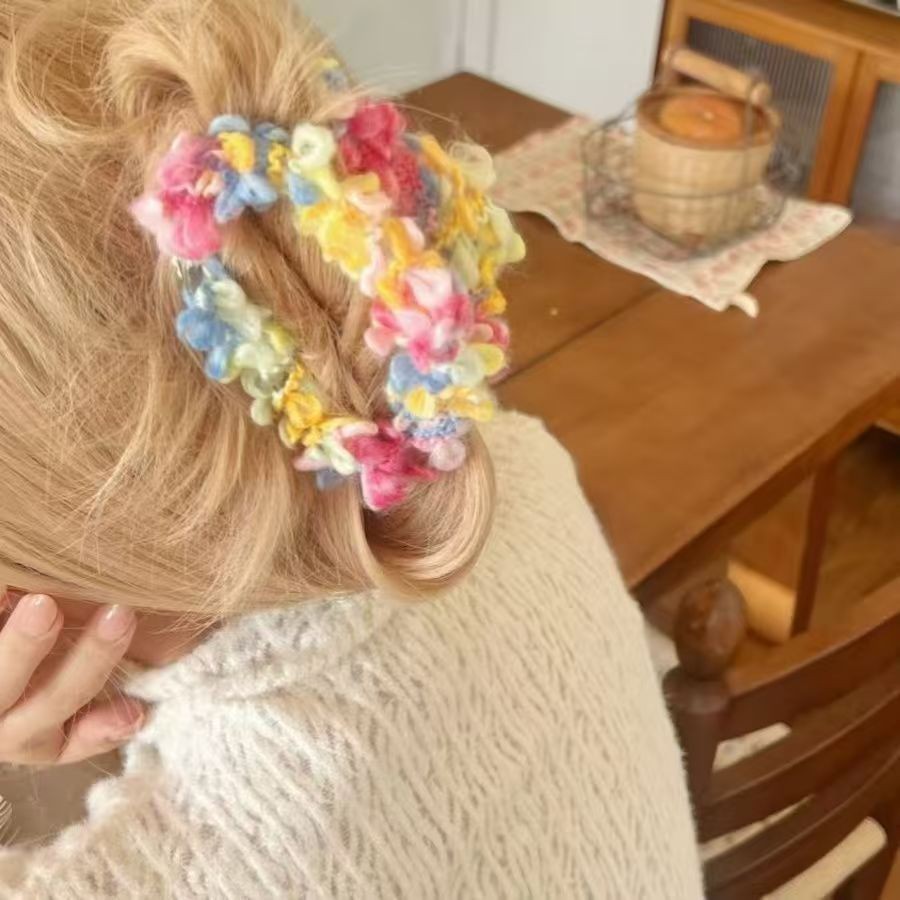Cottagecore Multicolor Crochet Flower Hair Banana Clip Barrette