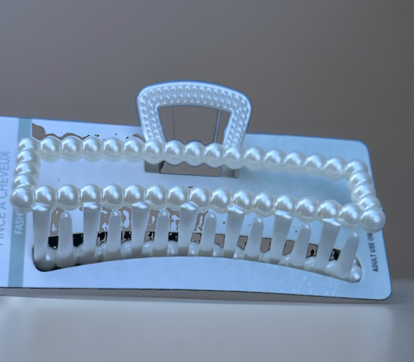 2x Pearl Rectangle Hair Claw Clips White Jaw Clips French Style Hair Accessories