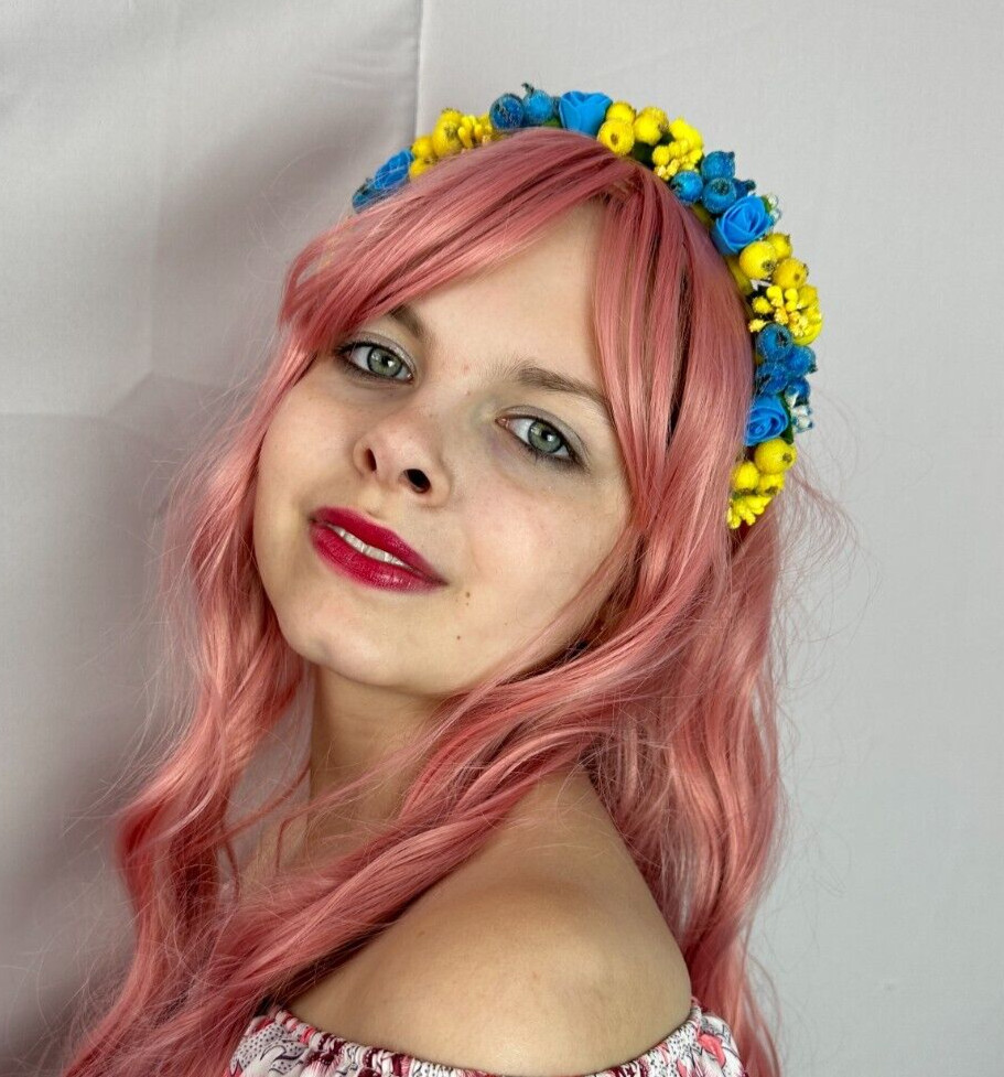 Ukrainian Blue Yellow Flower Hair Hoop Headband Ukrainian flower crown