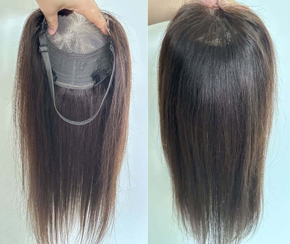 5″x6.7″ Lace Frontal 100% Human Hair Topper with Adjustable Elastic Band 12″~18″