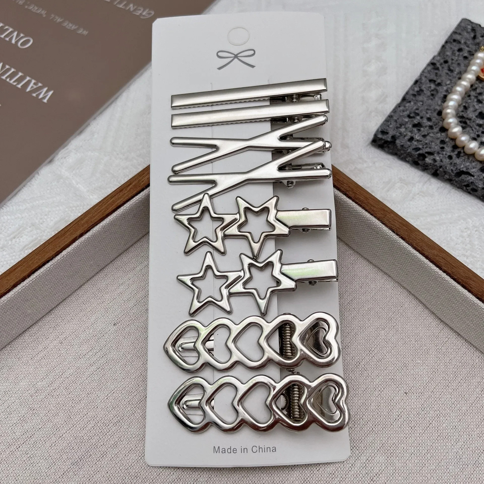 Silver Metal Duckbill Hair Clips Y2K Bangs Side Hair Barrettes for Women Girls