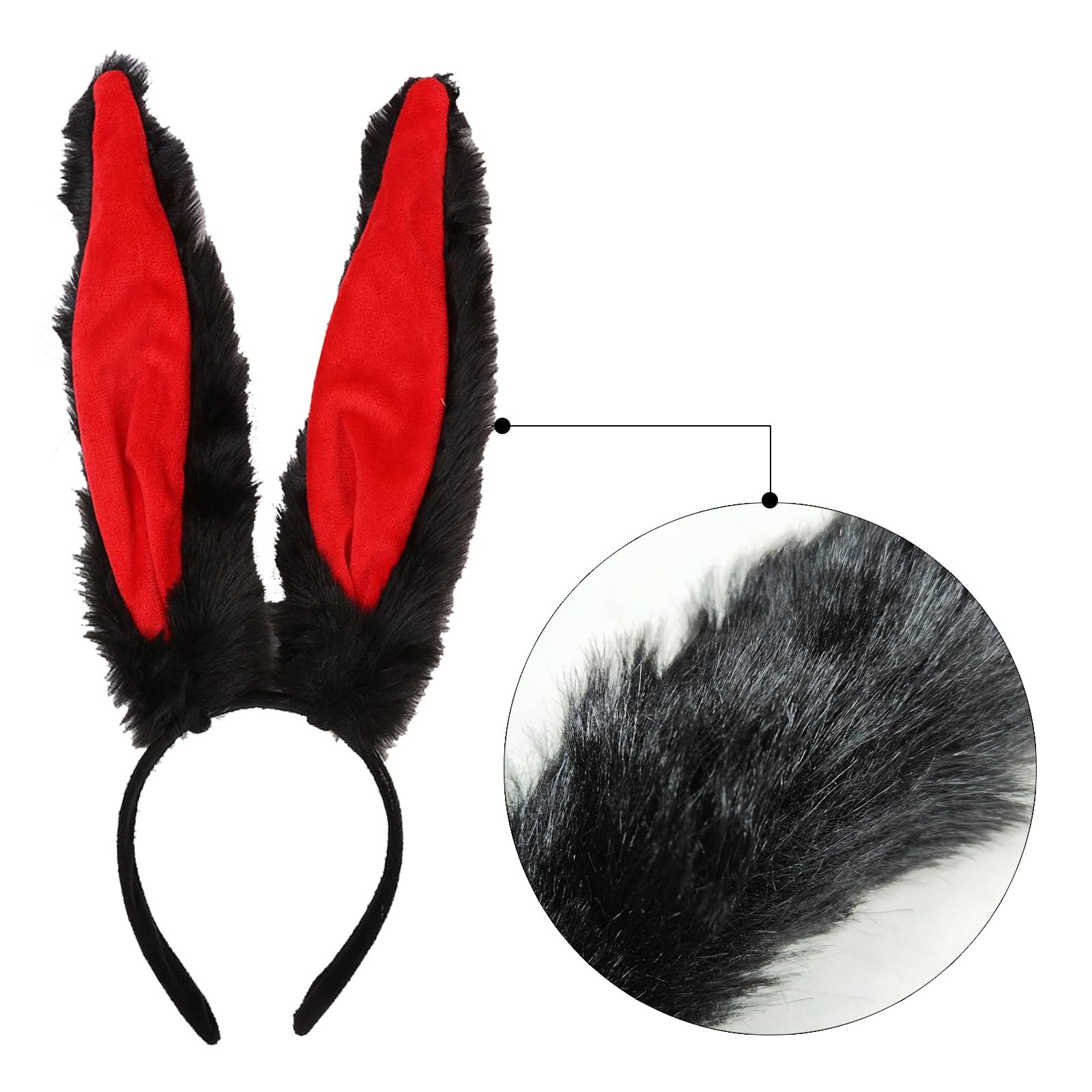 6 Pieces Furry Bunny Ears Headband and Tail, Rabbit Ear Headwear Easter Hallo…