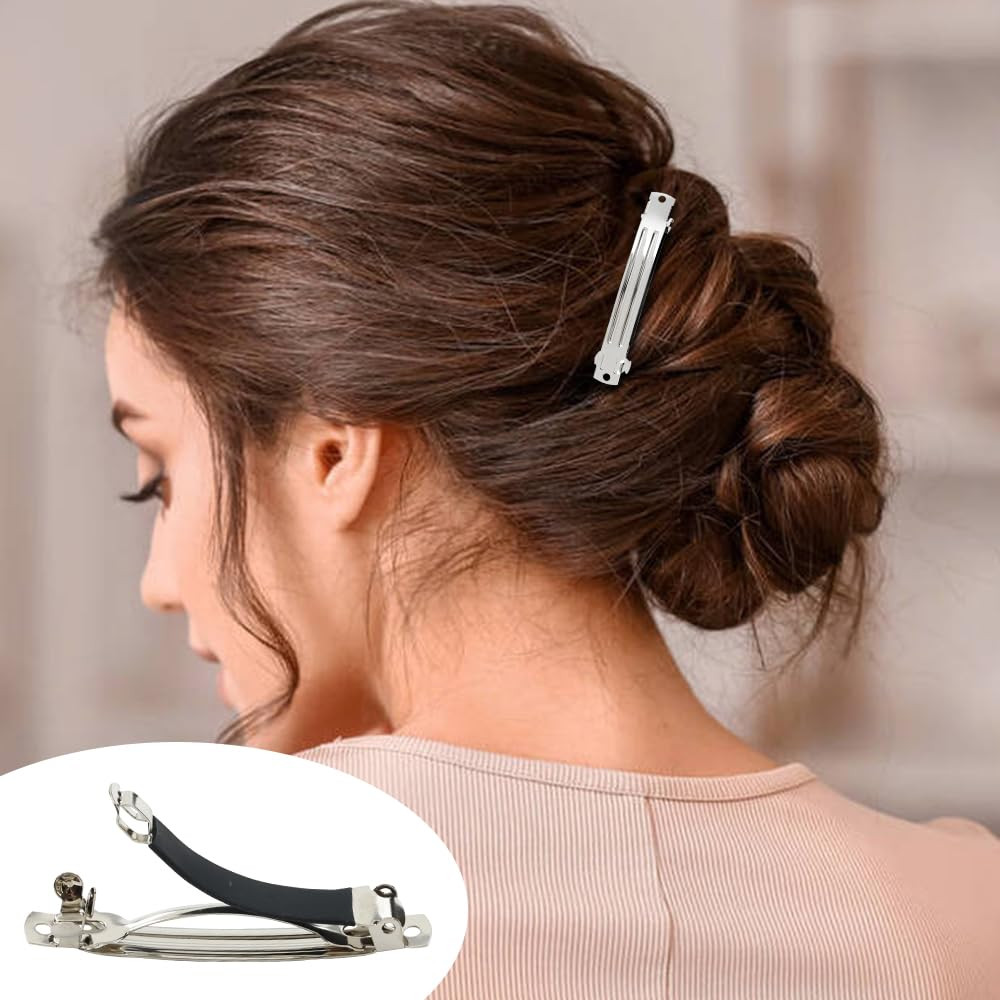 Cinaci 20 Pack 6Cm/2.4″ Simple Plain Blank DIY Caft Silver Metal French Hair Bar