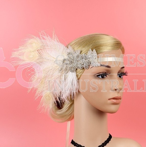 1920s Headband Vintage Bridal Gatsby 20s Flapper Feather Gangster 20’s Headpiece