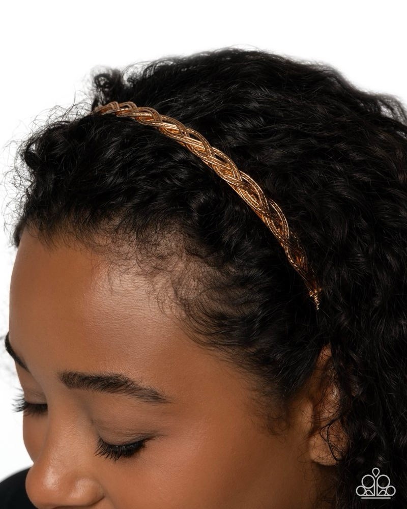 Paparazzi Braided Boarding School – Gold