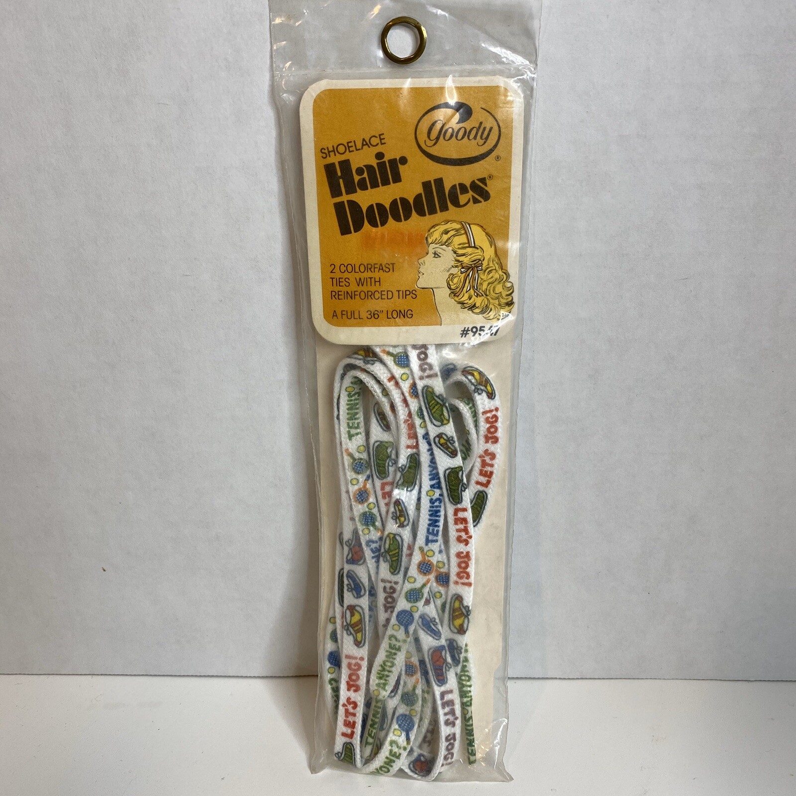 Vtg 1980 Goody Shoelace Hair Doodles #9547 Tennis Jogging Theme