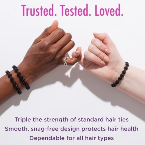 Goody Ouchless Forever Hair Elastics, 10 Ct, Black, Damage-Free Bands, 3X Strong