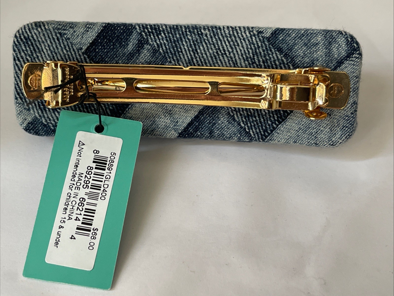 Kurt Geiger Eagle Kingston Denim Hair Barrette Rare Discontinued