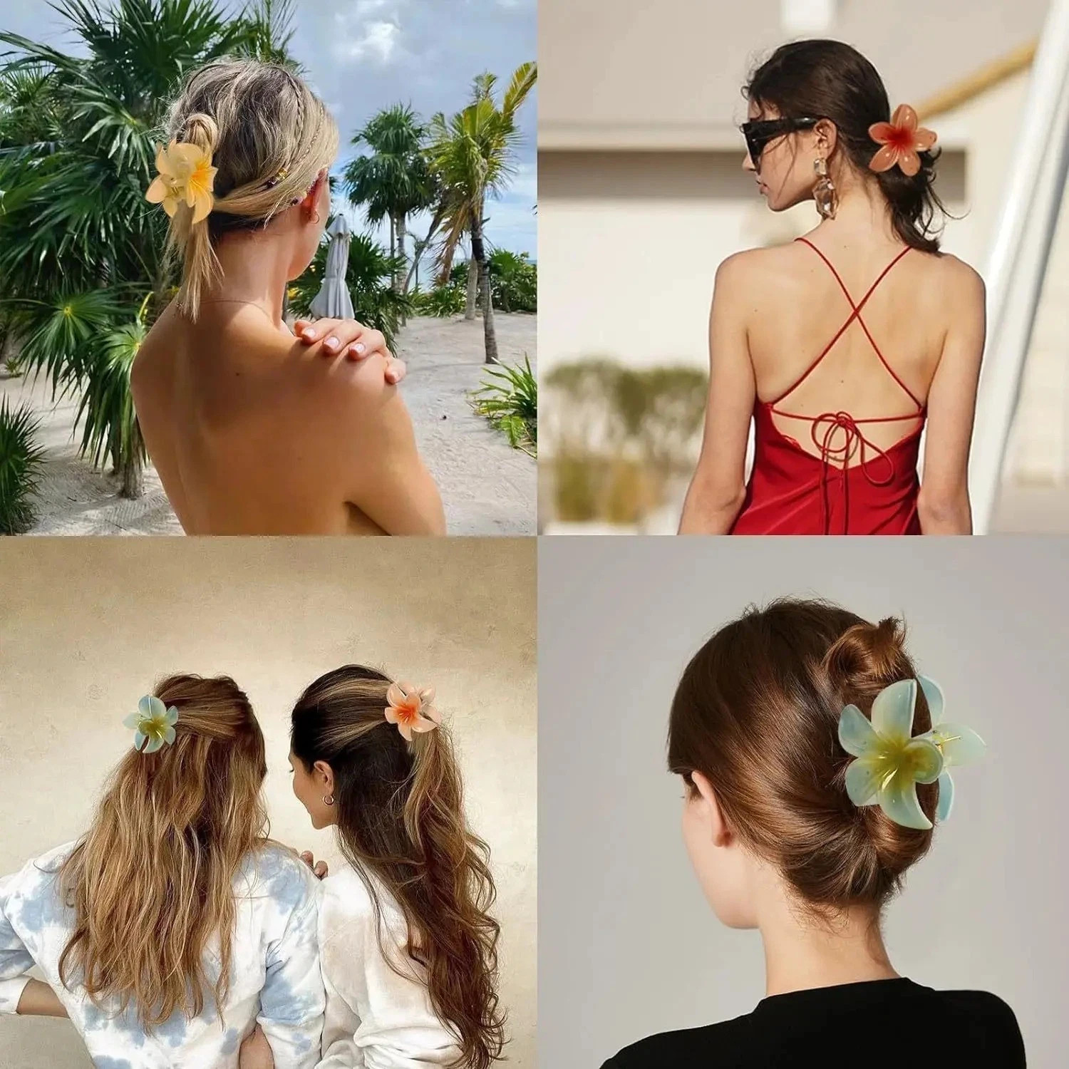 2026 Egg Flower Hair Clip Hawaii Beach Claw Boho Y2K Hair Accessory Girls