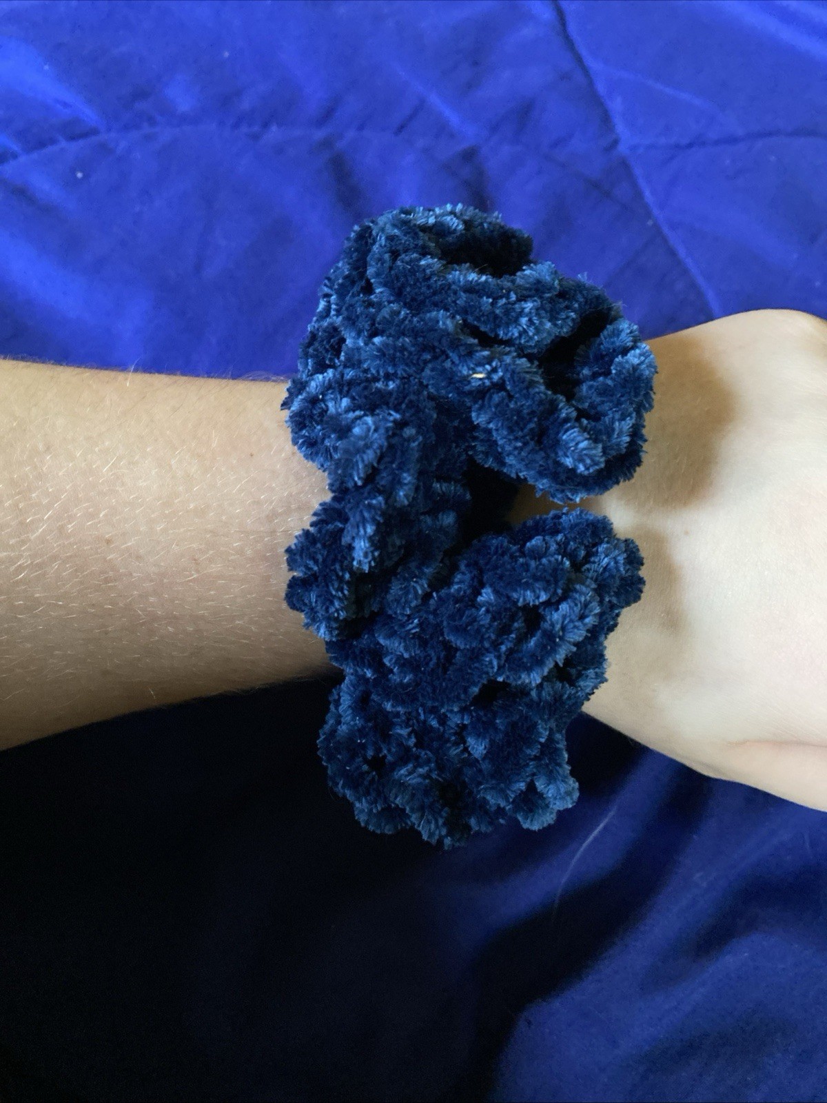 Handmade Crocheted Hair Scrunchie | Blue