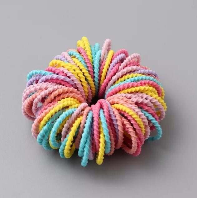 New 100/lot Hair bands Girls Candy Color Elastic Rubber Band Hair Hairband