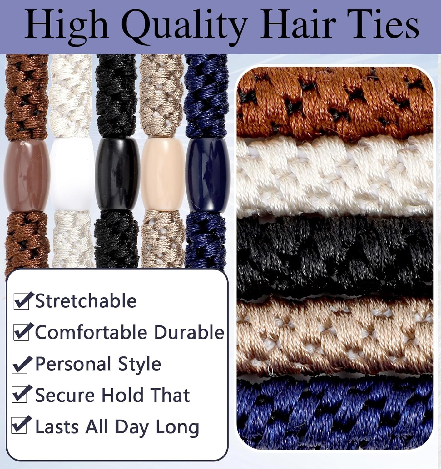 10 Pack Men’s Braided Hair Ties with Beads Elastic Wristbands Multicolor