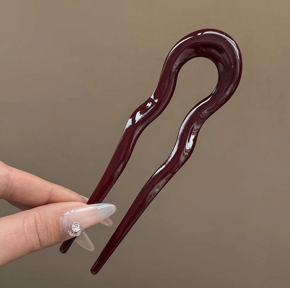 U-Shaped Hair Fork Tortoiseshell Acrylic Hair Stick Clip – NEW
