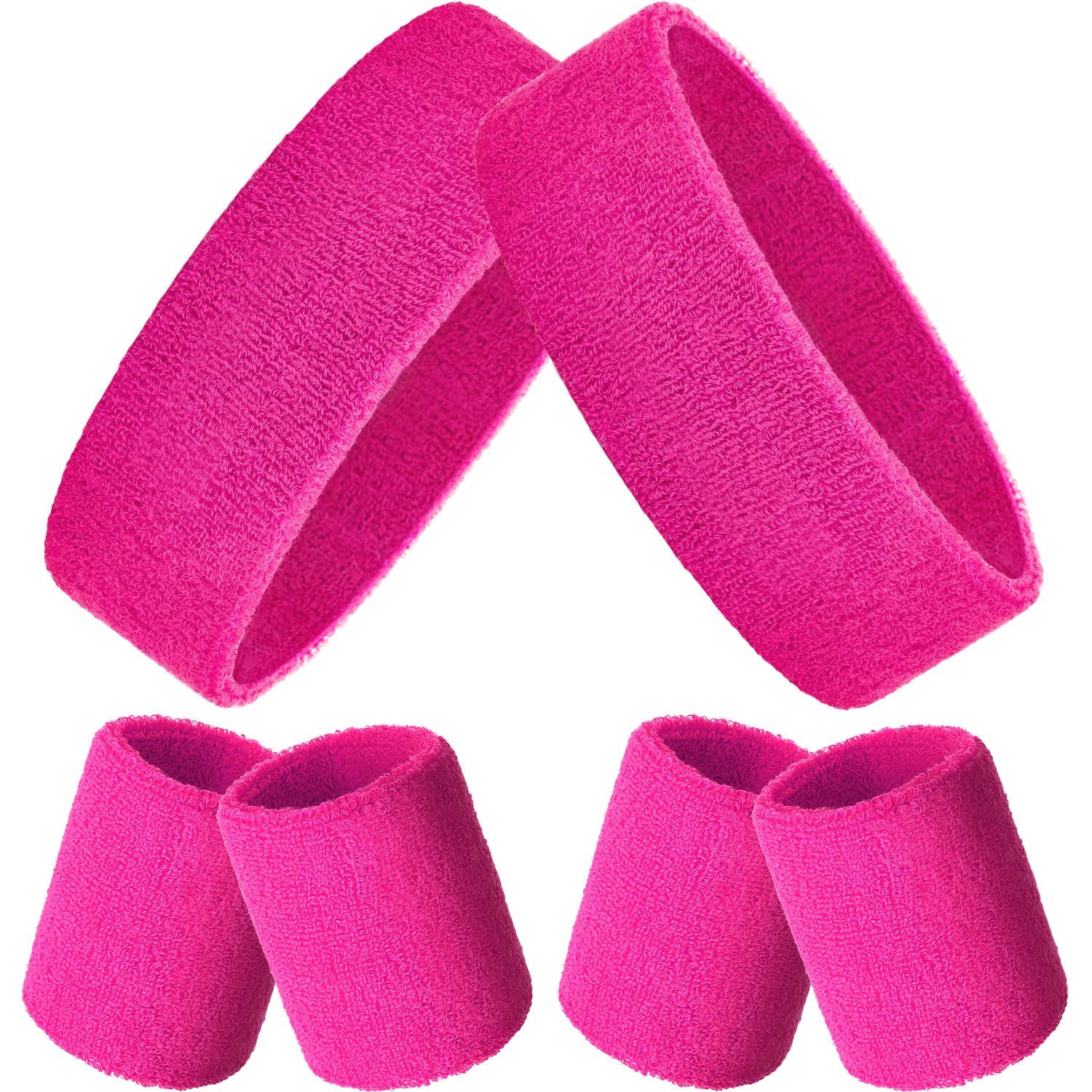 6Piece Sweatband Set 2 Headbands & 4 Wristbands for Gym, Running, Tennis