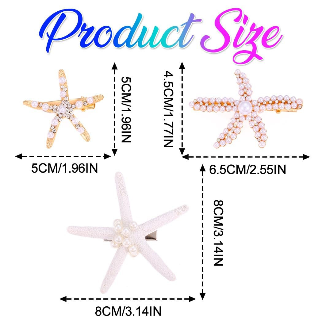 Starfish Hair Clip Pearl Mermaid Hair Clips Seashell Hair Accessories