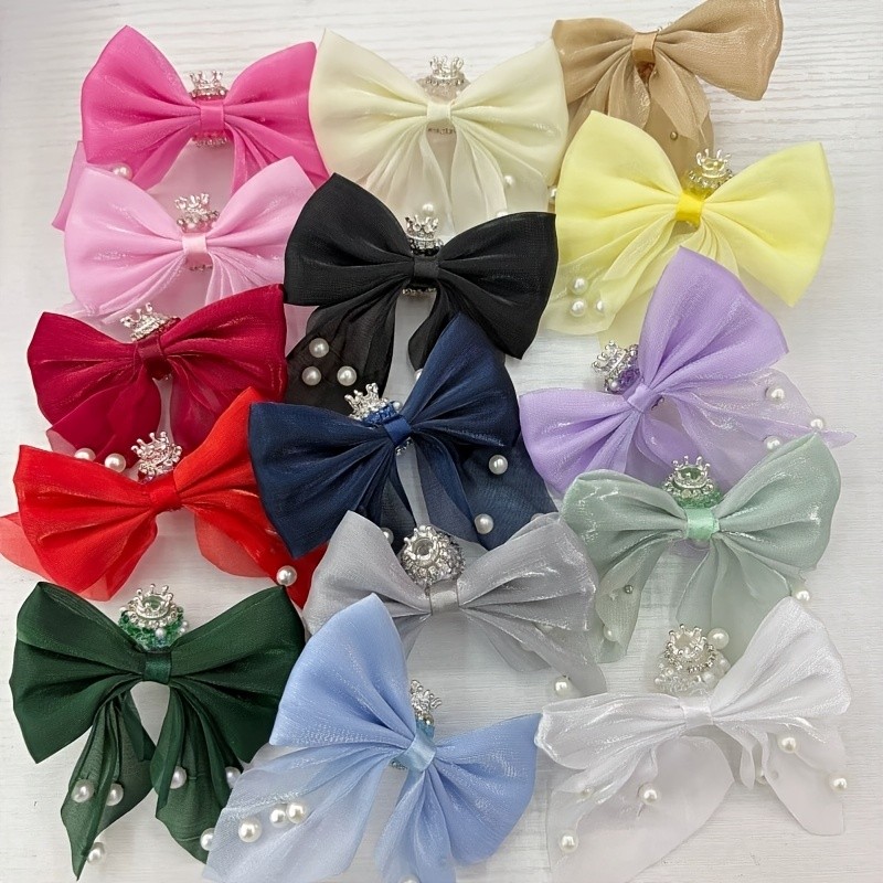 5pcs Random Luxury Bow Crown Beads Faux Pearl Mesh DIY Pen Jewelry Making Parts