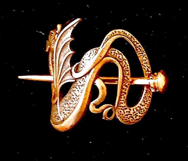 🐉 Vintage Bronze Dragon Hair Slide / Hair Stick Holder – Fantasy Celtic Renaiss