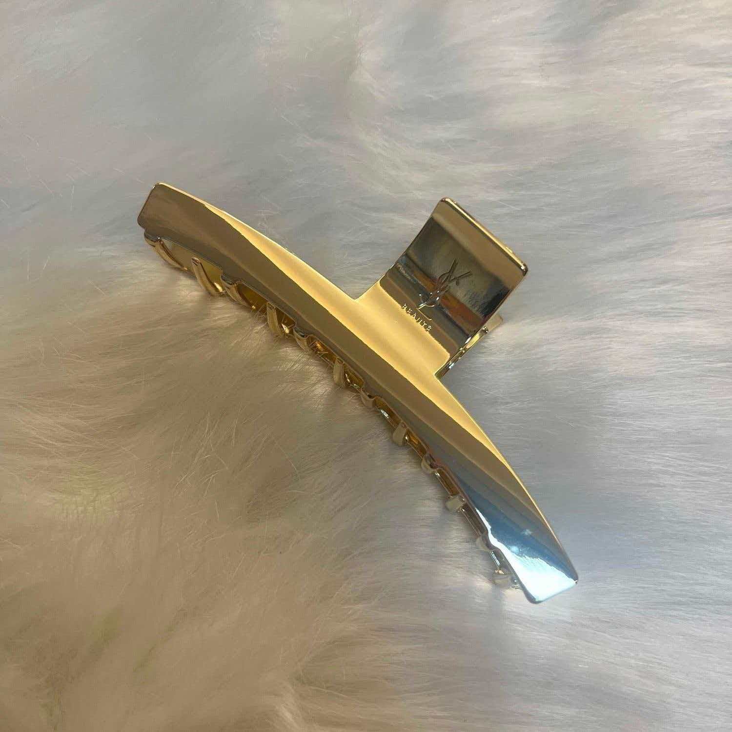 YSL Saint Laurent Gold Hair Clip Fashion Zinc Alloy Shark Clip