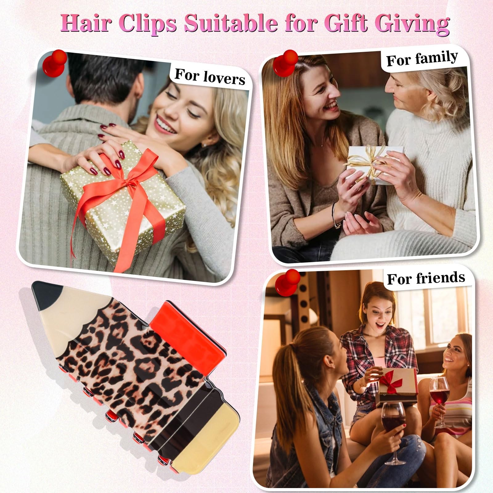 3Pcs Pencil Hair Claw Clips for Women Girls, Funny Hairpins Style