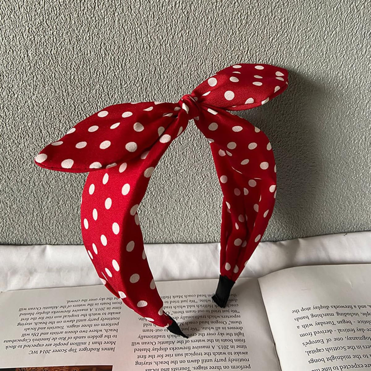 Red Polka Dot Bow Headbands for Women Bandana Hairband with Bow Halloween Costum