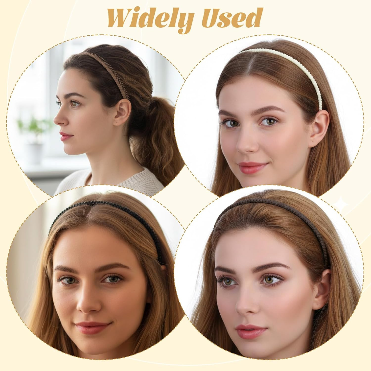 4 Pcs Headbands with Teeth for Women, Plastic Headbands Comfortable Non-Slip Too