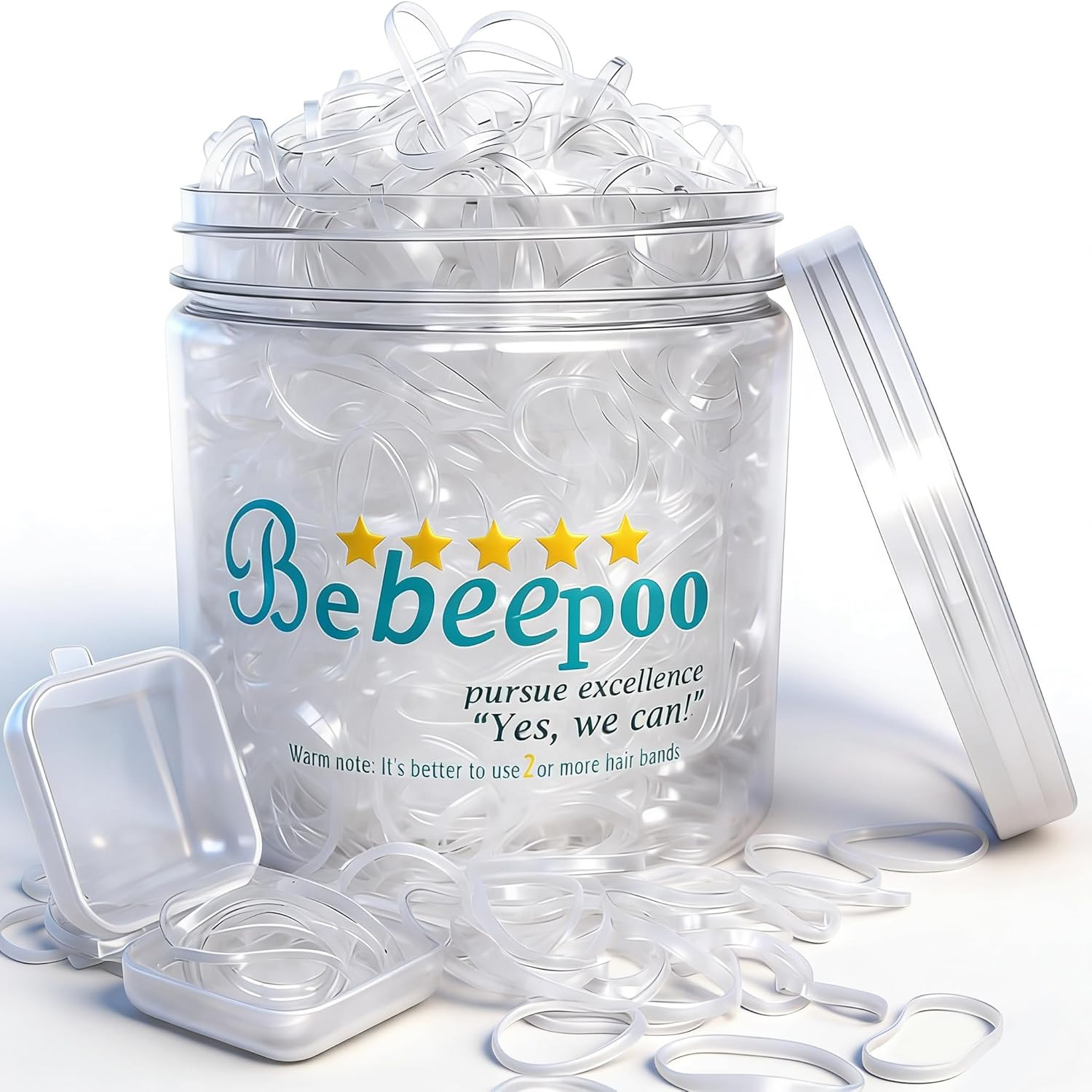 Clear Hair Elastics, 2000Pcs Mini Rubber Bands for Hair, Clear Mini Elastic Hai