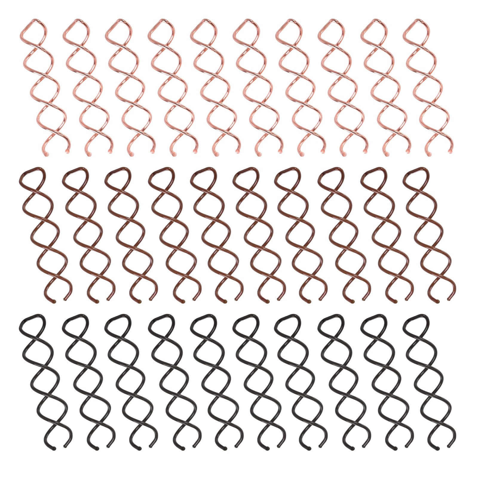 30 Pcs Spiral Hair Pins, 3 Colors Spin Pins for Hair, Alloy Spiral Bobby Pins,