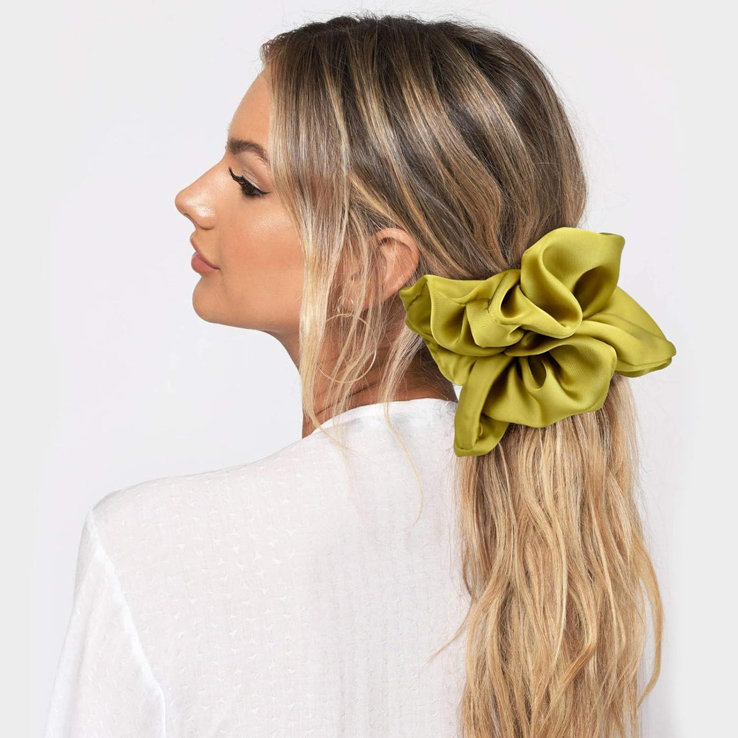Big Real Silk Scrunchies for Women 6.3Inches Large Scrunchie Satin Oversized Sil