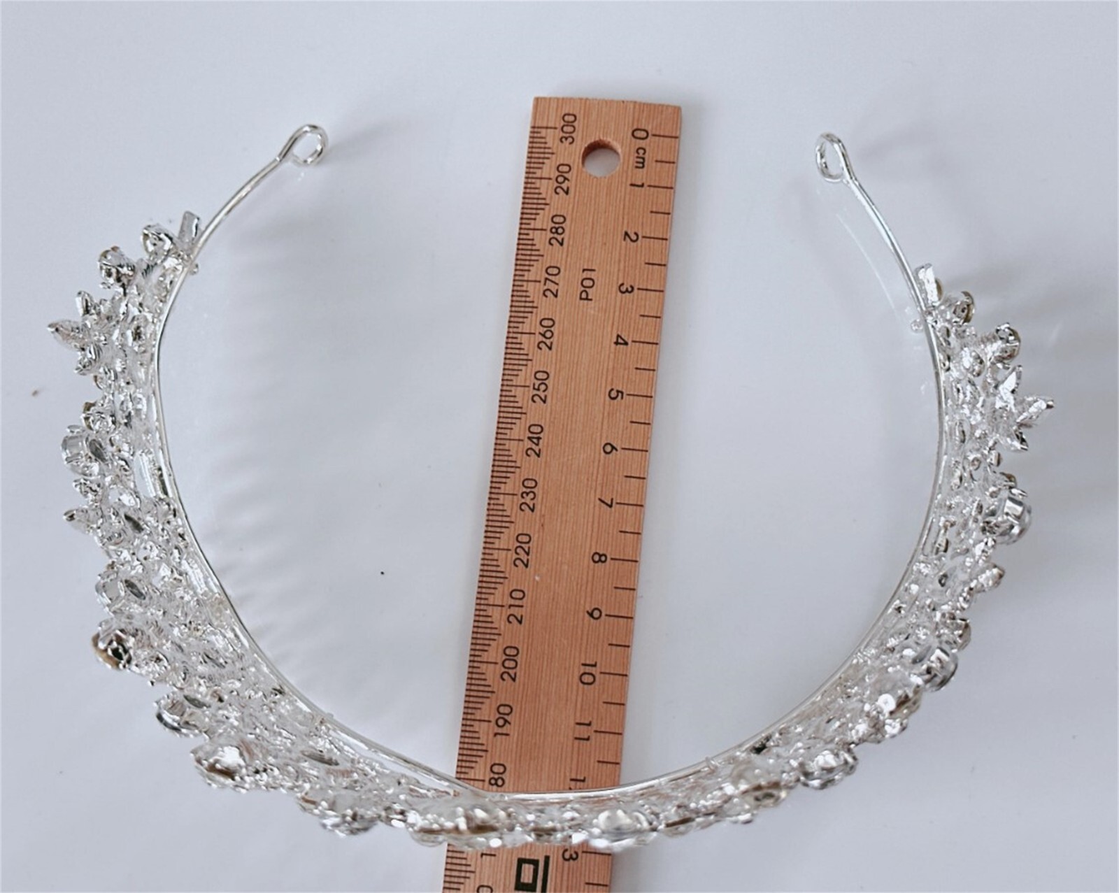 Women Bride Wedding Silver color White Crystal Rhinestone Royal Prom Tiara Crown