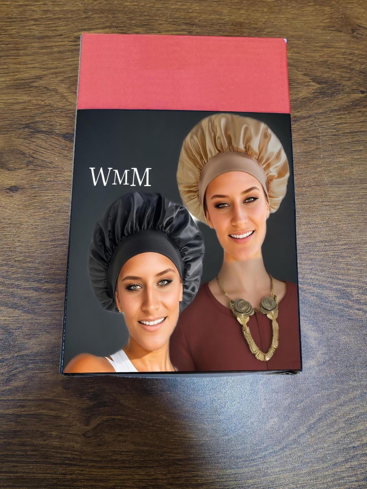 2Pcs Satin Hair Bonnets,Silk Bonnet for Sleeping, Soft Elastic 5, Black/Gold