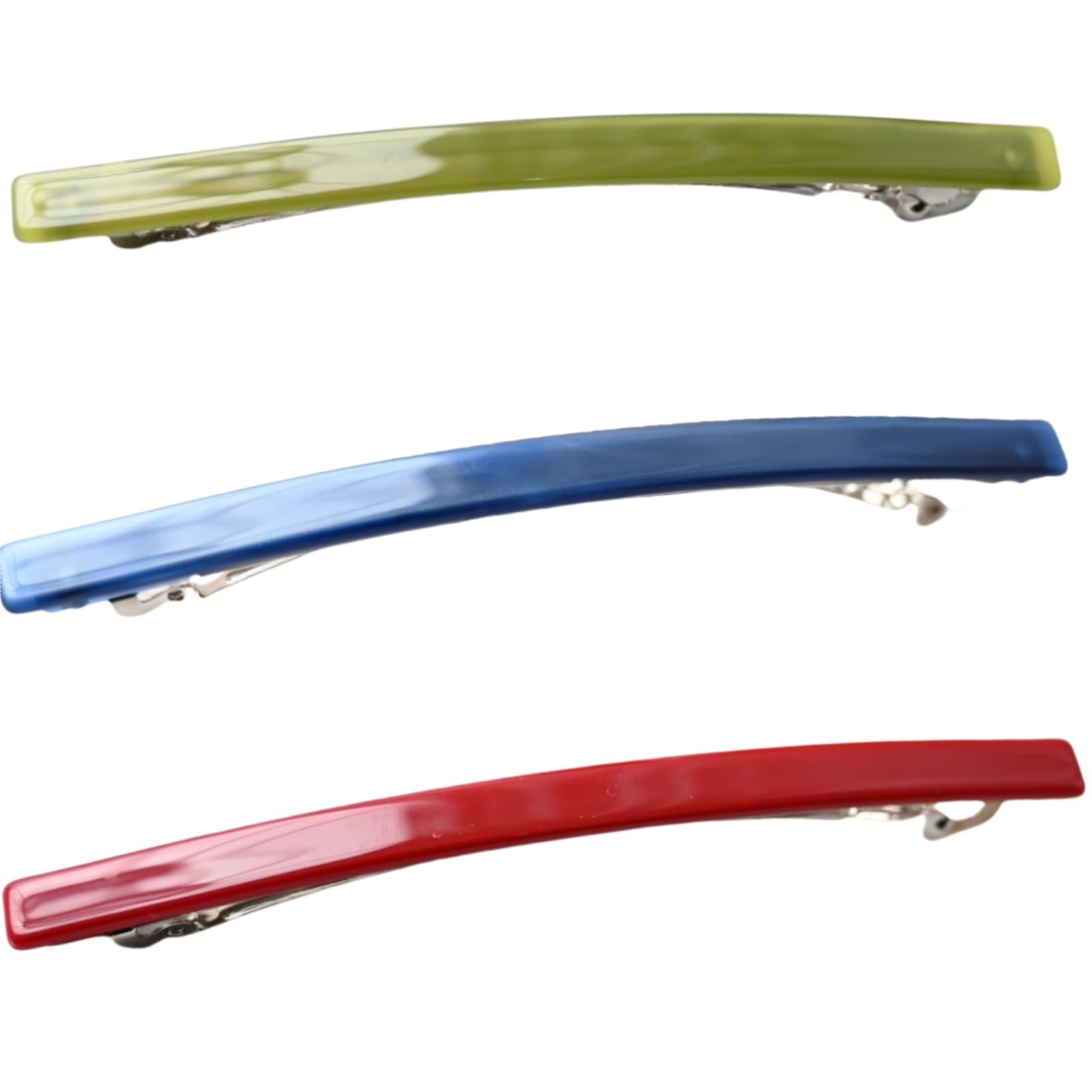 French Barrettes，Acetate Hair Clips for 1 Count (Pack of 1), green，blue，red