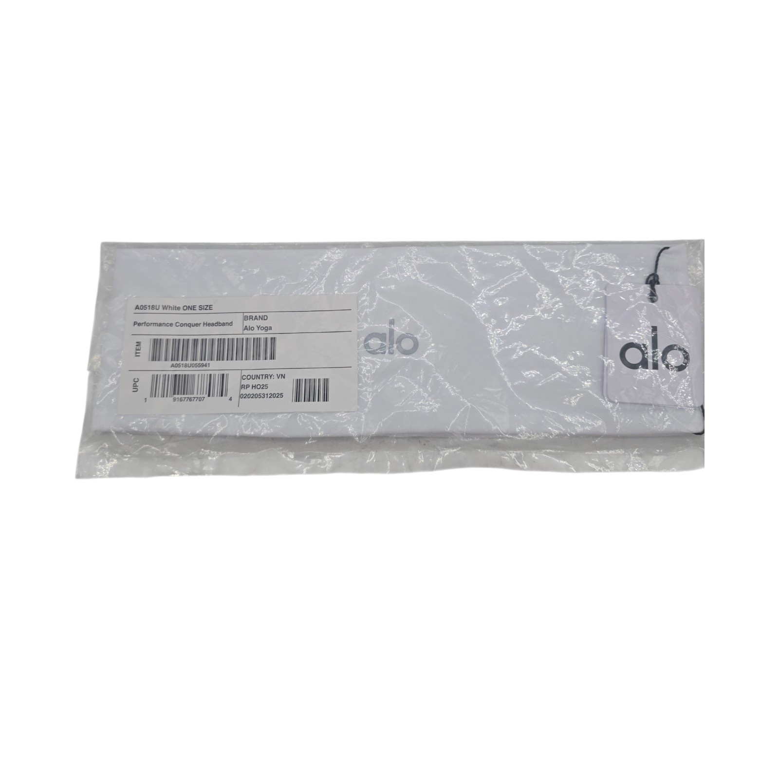 Alo Yoga White Performance Conquer Headband NWT One Size Sealed