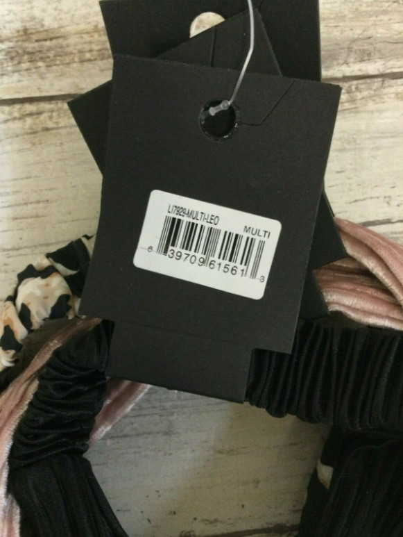 L. Erickson Twist Front Soft Headwrap Set – Pack of 3, Black/Blush/Leopard NEW