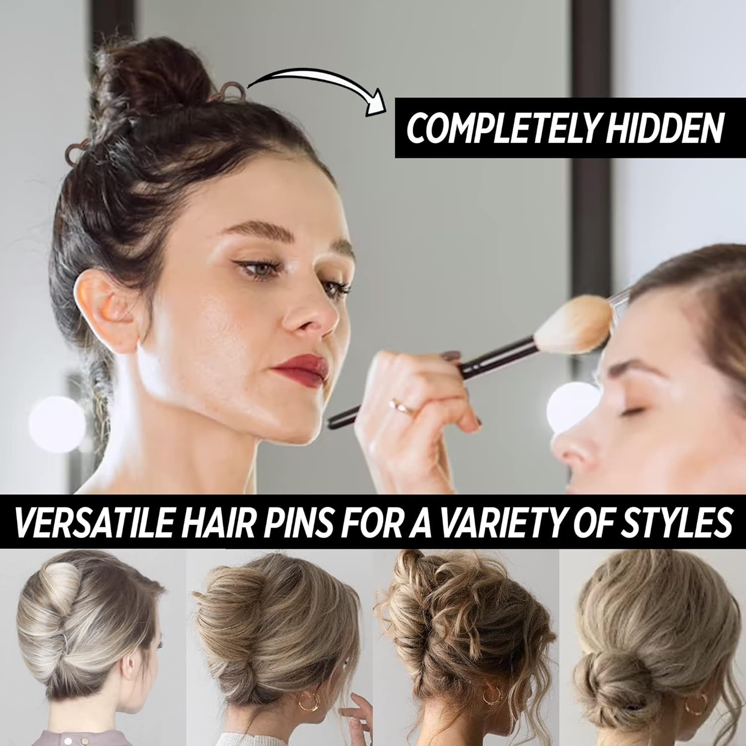 Hair Pins – Plastic, U-Shaped Magic Grip Hairpins, Strong Durable Pins for Fine