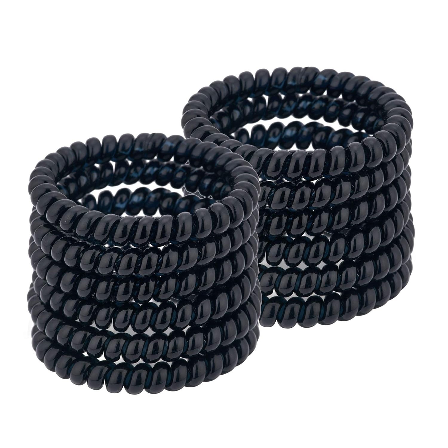 Spiral Coil Hair Ties for Women (Matte Black, 12 Pcs) – No Crease Ponytail Holde
