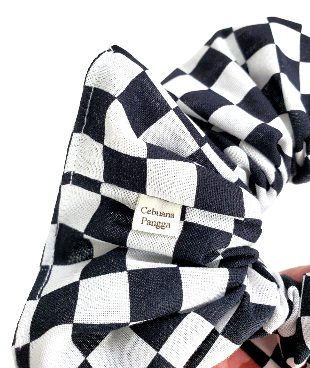 Handmade Women’s Scrunchies size XL Cotton Fabric Back/White Racing Check New