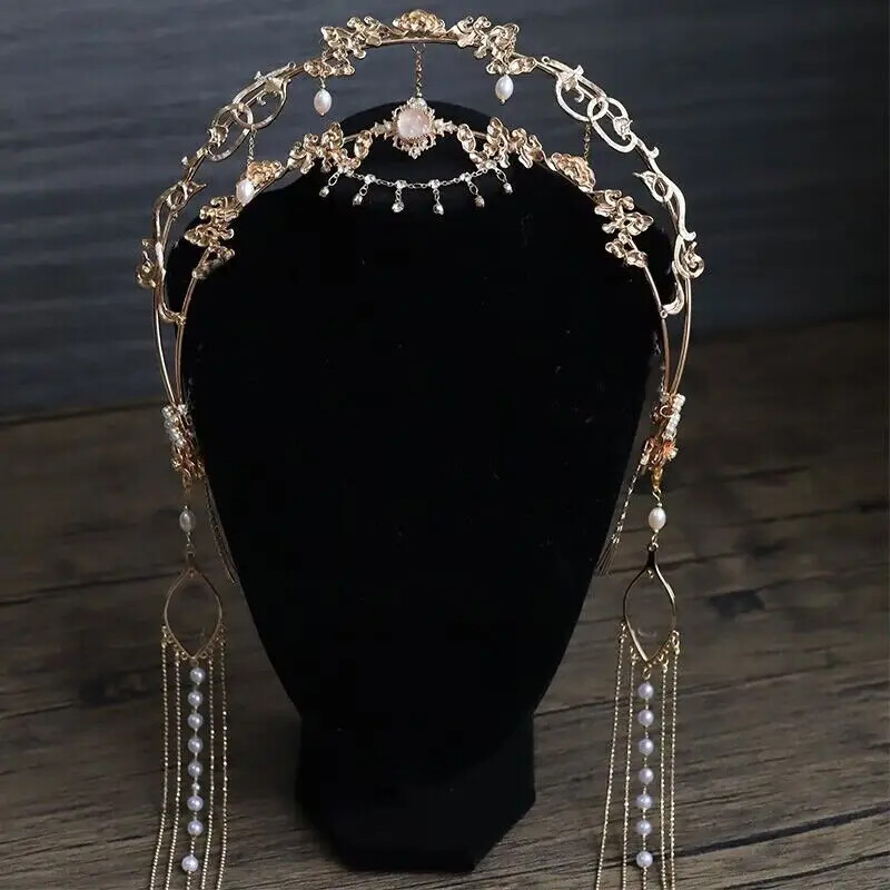 Chinese Hanfu Hair Tassel Bride Crown Hanfu Accessories Hairpin Hair Crown