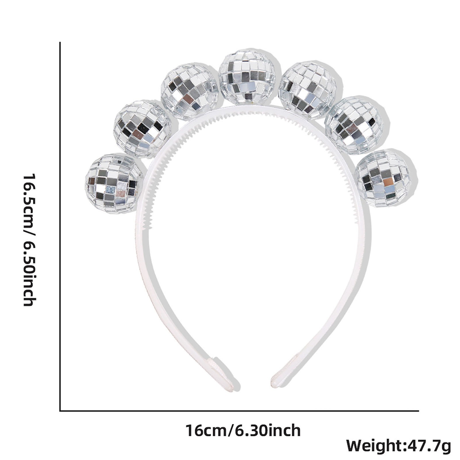 Silver Disco Ball Headband Fancy Dress Retro Party Accessories 70’s Headpiece