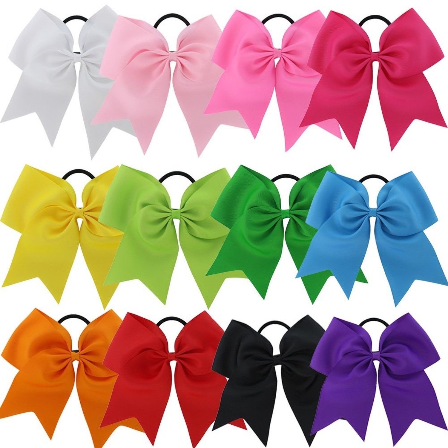 USA Cheer Bows Ponytail Holder Girls 7″ Large Softball Hair Bow Cheerleading Lot