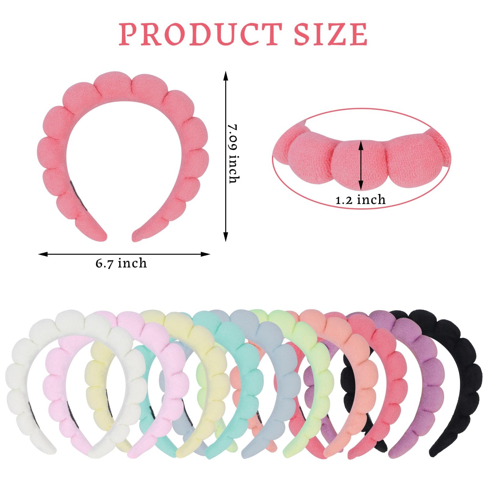 10 Pcs Spa Headbands for Women – Makeup & Skincare Terry Cloth Face Wash Bands