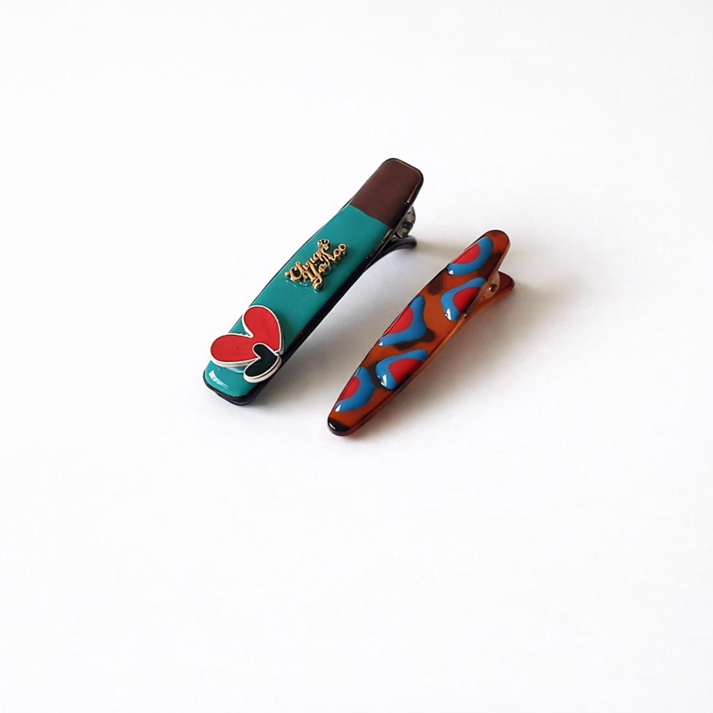 2PCS Cute Vintage Snap Hair Clips Set for Girls, Heart/Polka Dot/Dog Pat