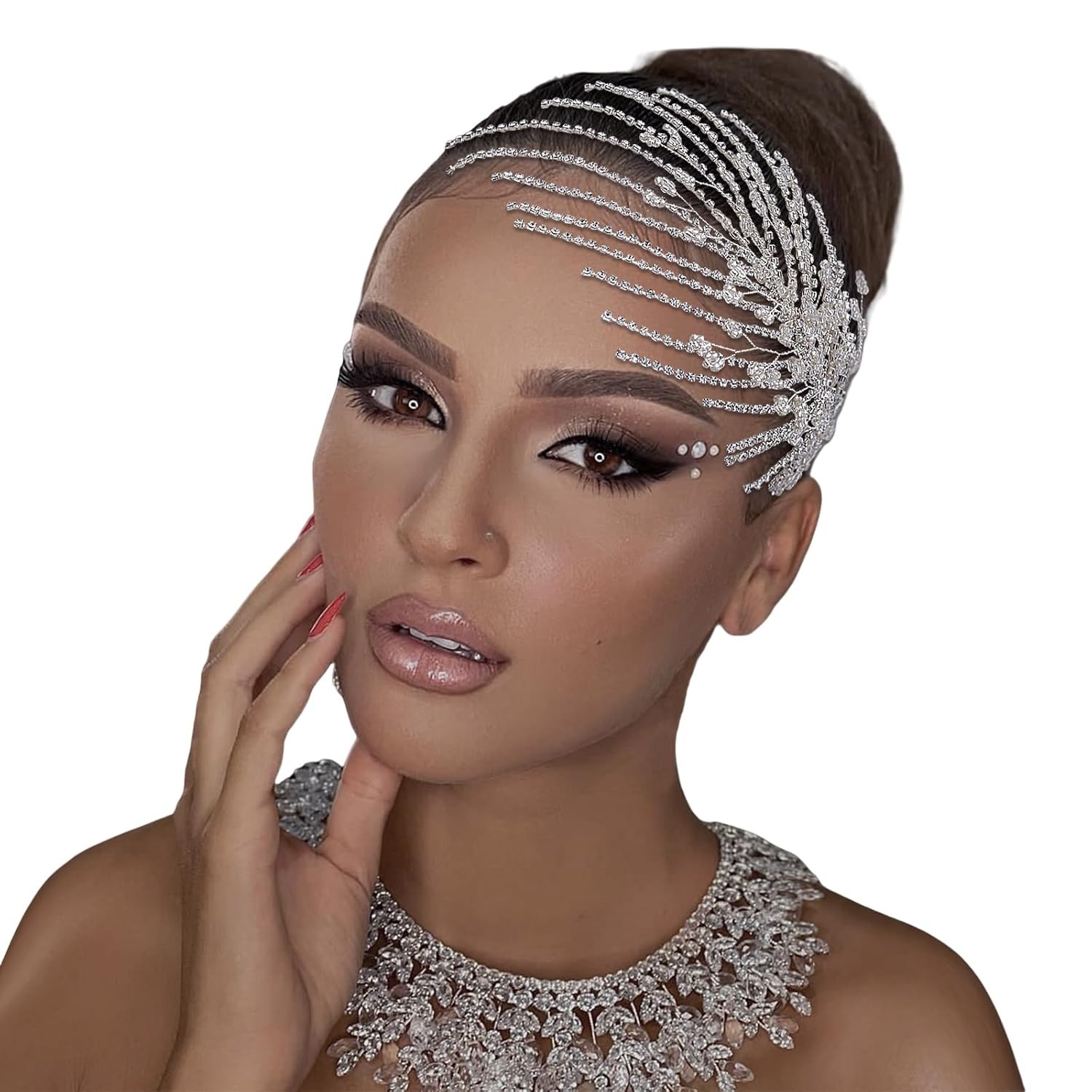 Wedding Headbands Crystal Rhinestone Hair Accessories for Women Silver 188