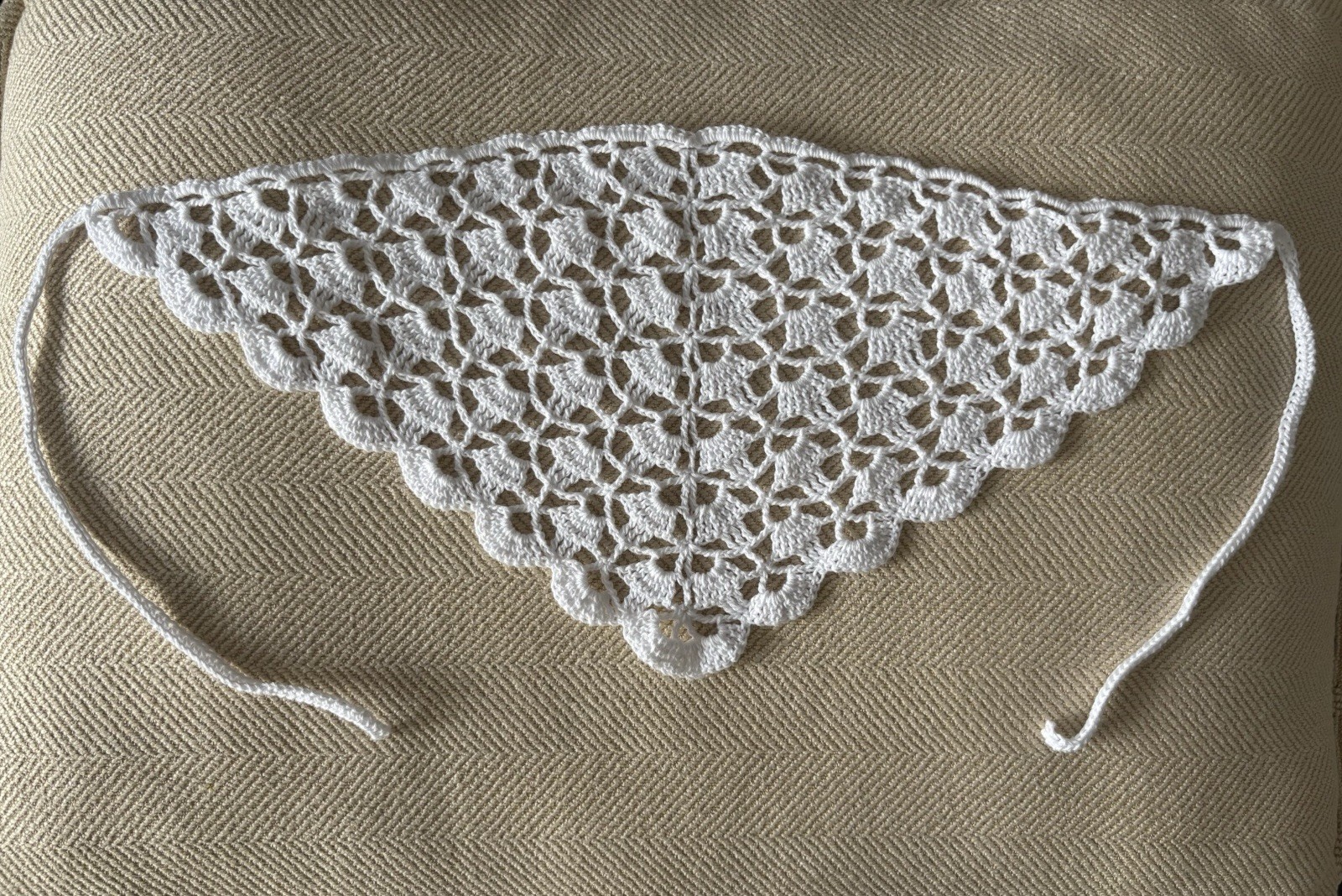 White Crochet Floral Bandana Headscarf Triangle Cotton Eco-Friendly for Women