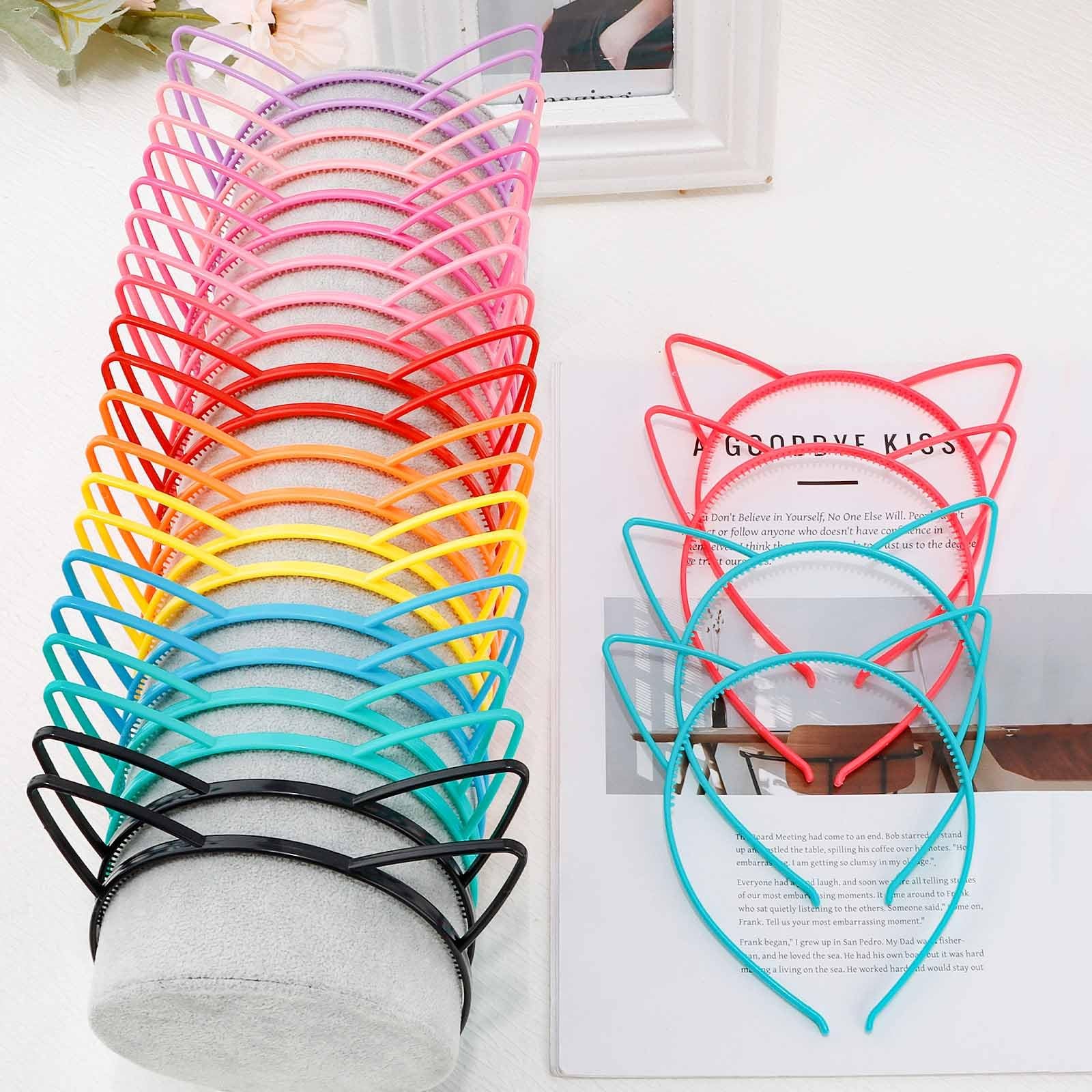 KICOSY 25Pcs Cat Ears Headbands for Women 1 Count (Pack of 1), Color-3