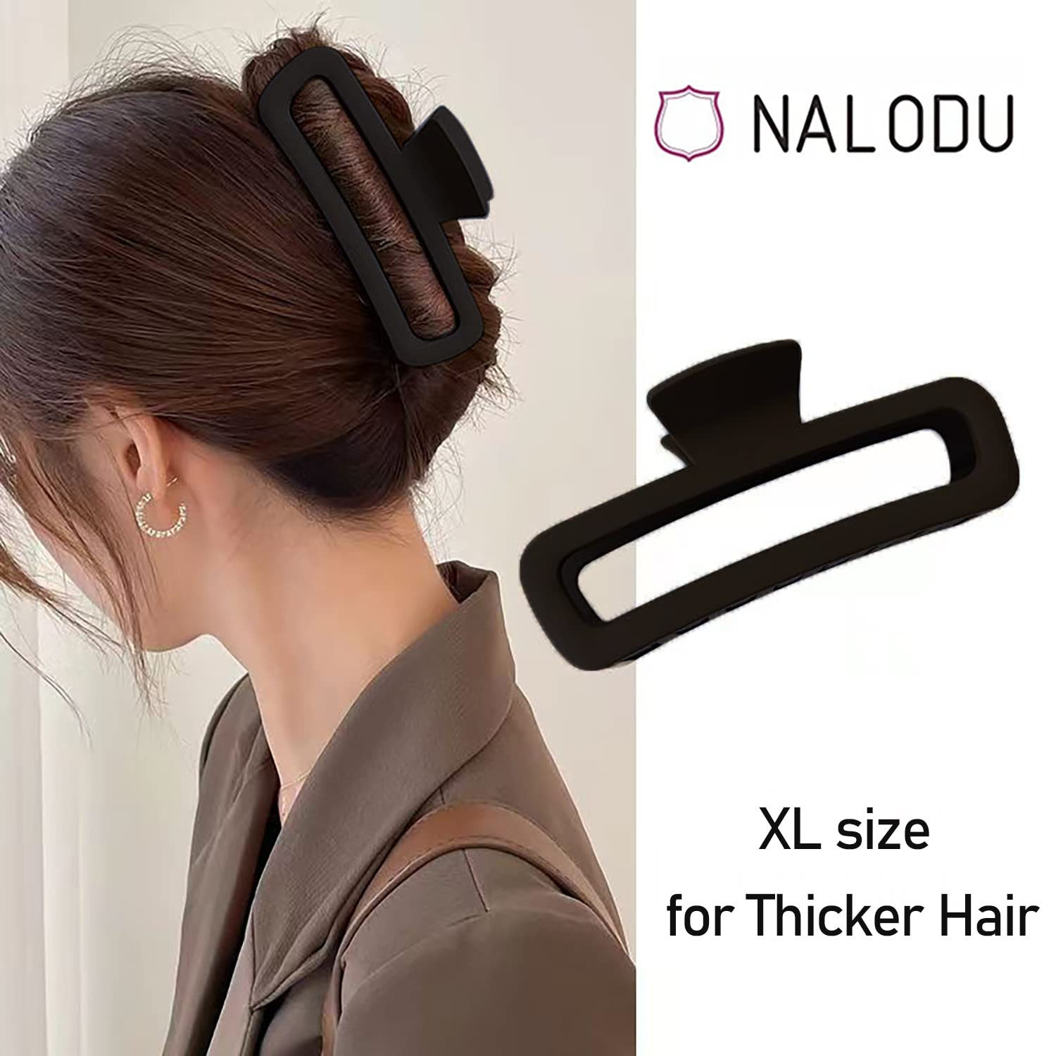 Hair Claw Clips 5 Inch Unbreakable Square Rectangle Clip Clamp Neutral Colors fo